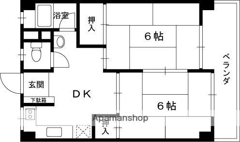 コーポラス喜山荘(1LDK/4階)の間取り写真