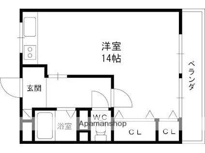 レオハイム田口(ワンルーム/3階)の間取り写真