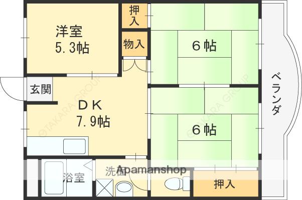 レジデンス松栄(3DK/6階)の間取り写真