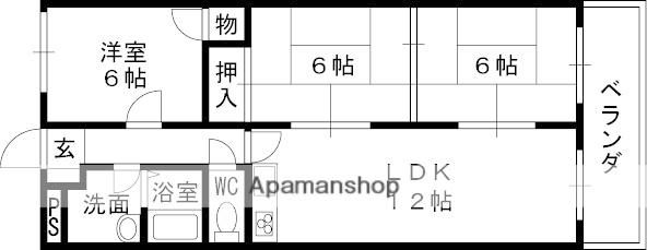 トレンディーハイム北村(3LDK/4階)の間取り写真