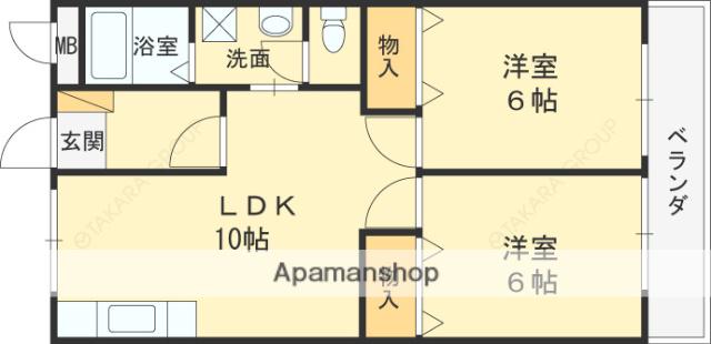 レオハイム東山(2LDK/5階)の間取り写真