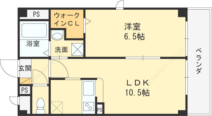 アンプルールフェールベレーザ(1LDK/1階)の間取り写真