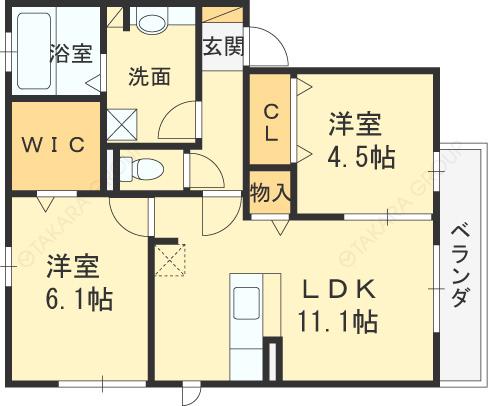 PREMIER藤阪(2LDK/1階)の間取り写真