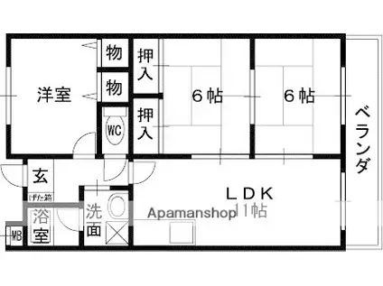 レジダンス牧主2番館(3LDK/3階)の間取り写真