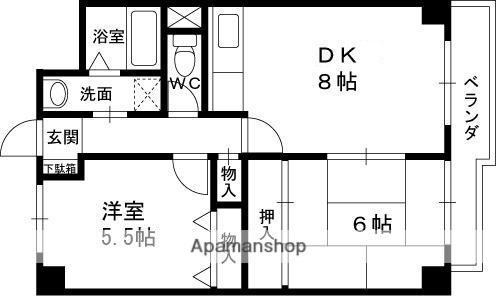 ハイマート宮山台(2DK/5階)の間取り写真