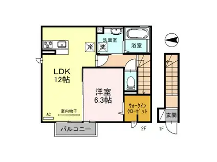 ジョイ カルチュラ(1LDK/2階)の間取り写真