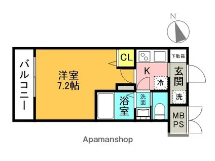 AILE南武庫之荘ウエスト(1K/4階)の間取り写真