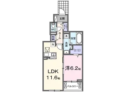 コンフォール北伊丹(1LDK/1階)の間取り写真