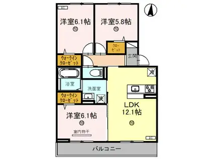 D-ROOM友井4丁目(3LDK/2階)の間取り写真