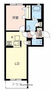サンヒルズ阪奈A棟(1LDK/1階)の間取り写真
