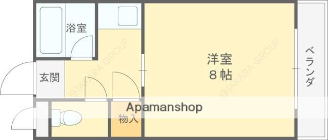 ロータリーマンション萱島西(1K/2階)の間取り写真