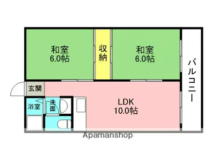 赤川ハイツ(2LDK/2階)の間取り写真