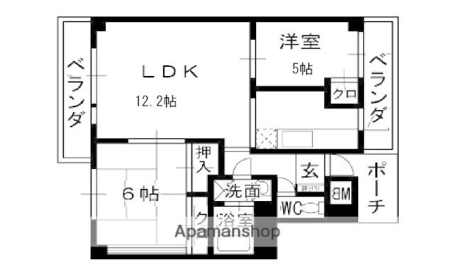 イーストマンション(2LDK/6階)の間取り写真