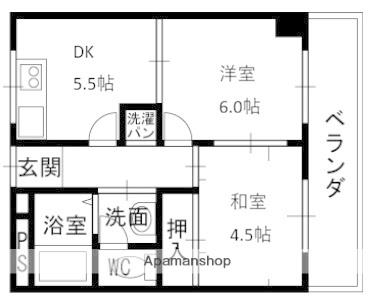 ルミエール鶴見(2DK/5階)の間取り写真