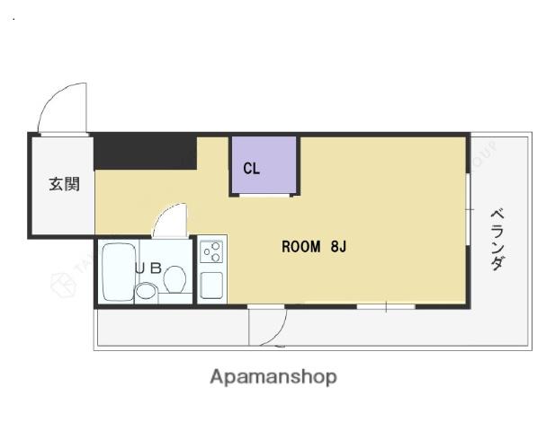 ニューハイツ川端(1K/3階)の間取り写真