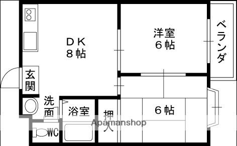 ハイムM&K今津(2DK/4階)の間取り写真