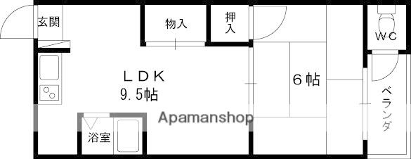 白鶴マンション(1LDK/2階)の間取り写真