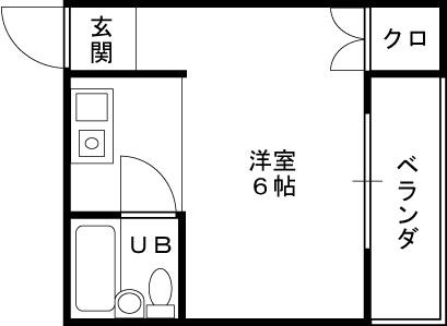 ハイツ日岡(ワンルーム/2階)の間取り写真