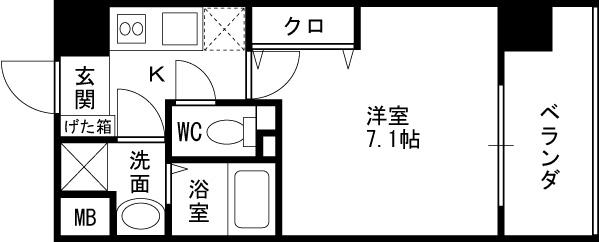 レークス大阪城イースト(1K/8階)の間取り写真