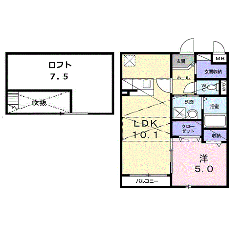 ライゼ諸福(1LDK/2階)の間取り写真