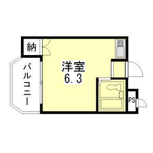 ハイツ日岡(ワンルーム/3階)の間取り写真