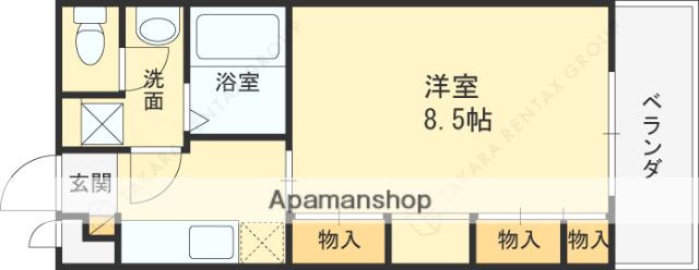 HANATEN イースト(1K/3階)の間取り写真