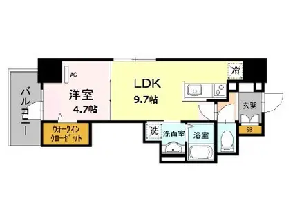 DTOWER城北(1LDK/7階)の間取り写真