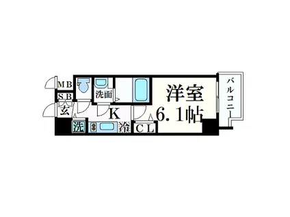 プレサンス心斎橋ブライト(1K/8階)の間取り写真