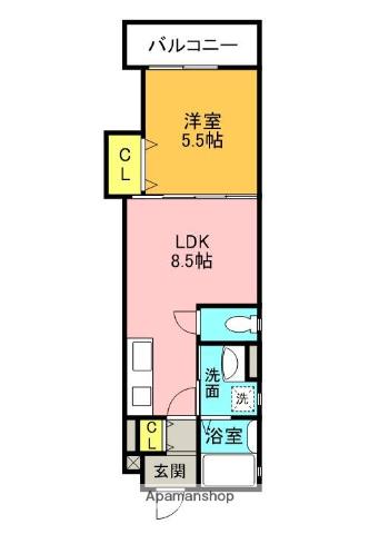 クリエオーレ鶴見(1LDK/1階)の間取り写真
