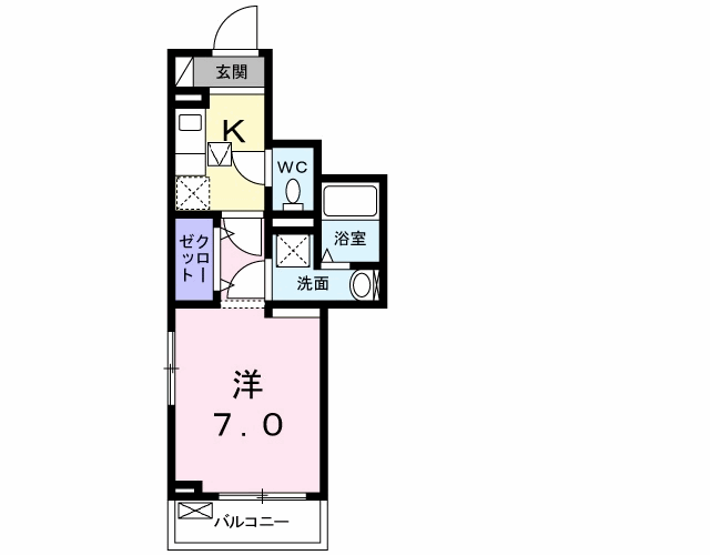 NICEWELL 鴻池(1K/1階)の間取り写真
