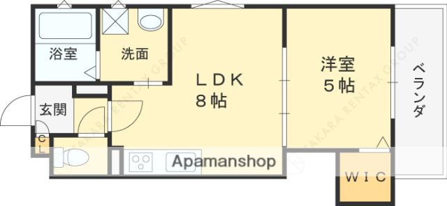 クリエオーレ茨田大宮Ⅲ(1LDK/2階)の間取り写真