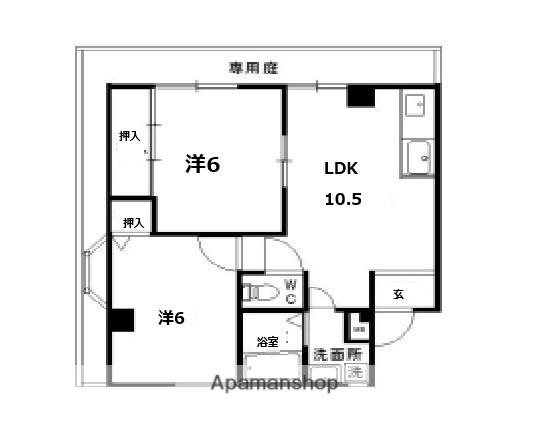 レジスコート今津中(2LDK/1階)の間取り写真