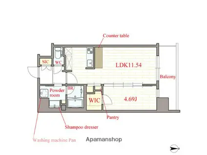 CASA REGULUS FUKUSHIMA NODA(1LDK/4階)の間取り写真