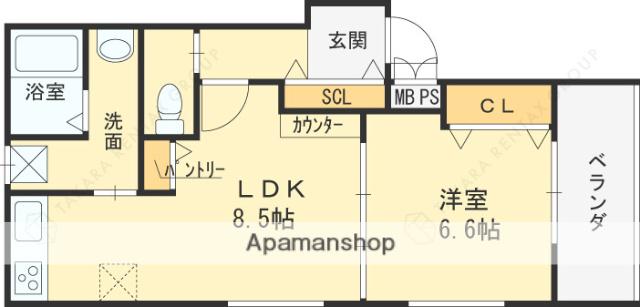 レユシール金田Ⅰ(1LDK/2階)の間取り写真