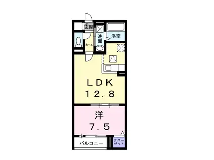 ツイテールⅡ(1LDK/3階)の間取り写真