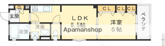 ラモーナ焼野Ⅰ(1LDK/3階)の間取り写真