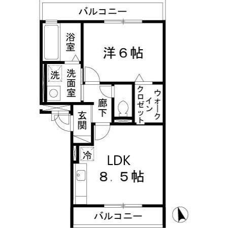 グランシャリオSG(1LDK/2階)の間取り写真