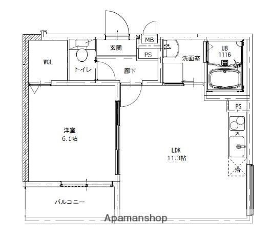 アッコルド(1LDK/2階)の間取り写真