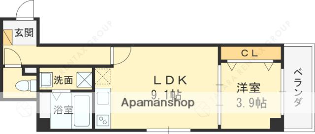 アルカンシェルコート緑橋(1LDK/3階)の間取り写真