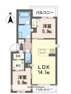 エスポワール鶴見(1LDK/2階)の間取り写真