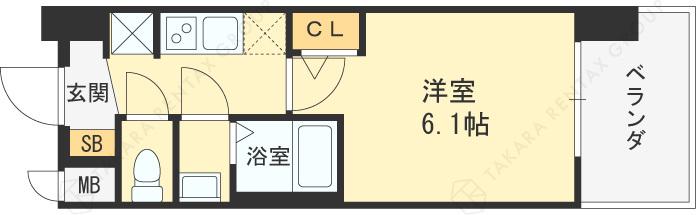 ALIVIS放出(1K/10階)の間取り写真