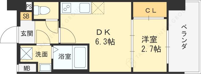 ALIVIS放出(1DK/7階)の間取り写真