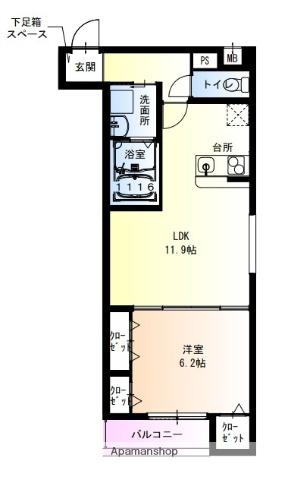 フジパレス鴻池新田Ⅴ番館(1LDK/2階)の間取り写真