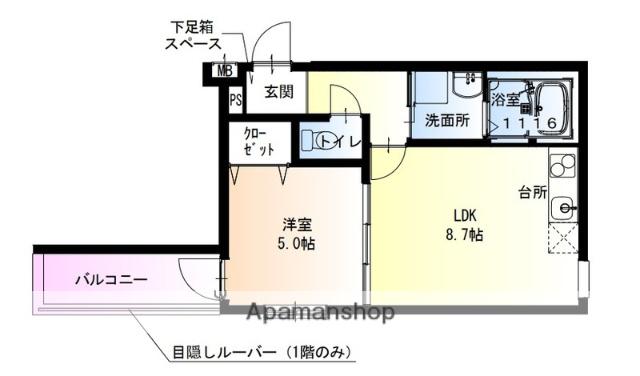 フジパレス鴻池新田Ⅰ番館(1LDK/1階)の間取り写真