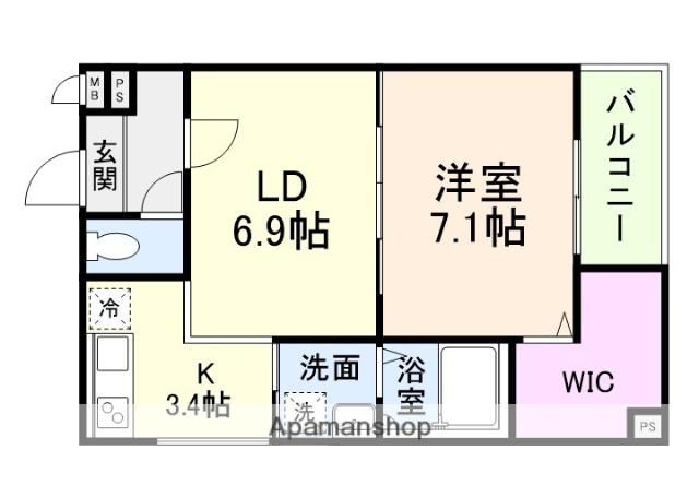 フジパレス今津中五丁目B棟(1LDK/3階)の間取り写真