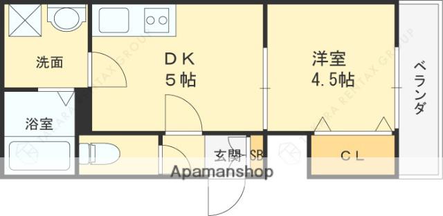 イリスコート今福南(1DK/3階)の間取り写真
