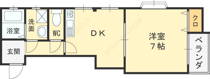 ツリガネハイツ(1DK/3階)の間取り写真