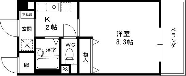 アビィロード(1K/5階)の間取り写真