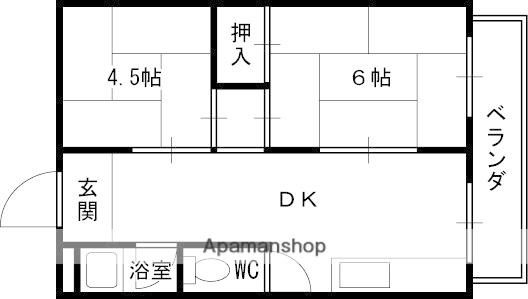 ラフォーレつるみ(2DK/4階)の間取り写真