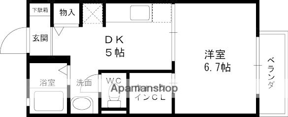 シャーメゾン灰塚(1DK/1階)の間取り写真
